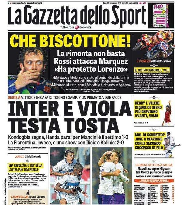 Prime pagine - Con Inter e Fiorentina è testa tosta