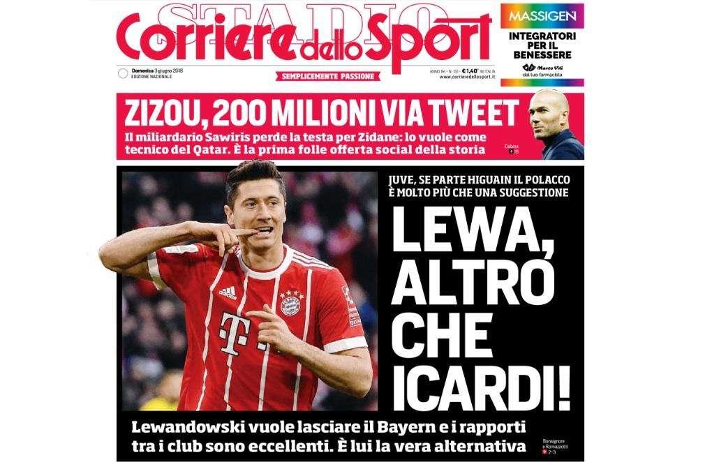 CdS - Via Higuain? Niente Icardi, la Juve pensa a Lewandowski
