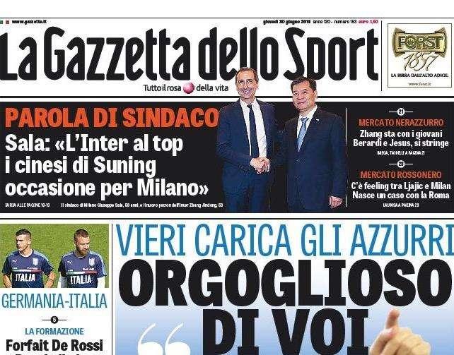 Prime pagine - Zhang punta sui giovani: Berardi e Jesus. Ed è derby con la Juve. Sala: "Inter al top"
