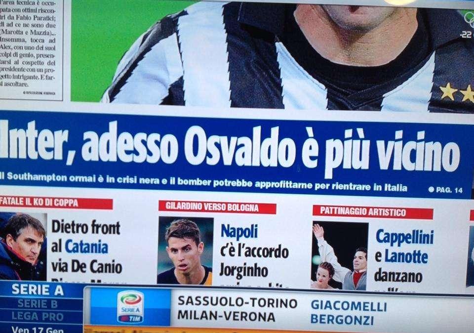 TS - Osvaldo: sarà rientro in Italia? L'Inter attende