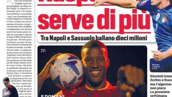Prima pagina CdS - Brozovic stop, l'Inter in ansia. Col Villarreal gioca Asllani