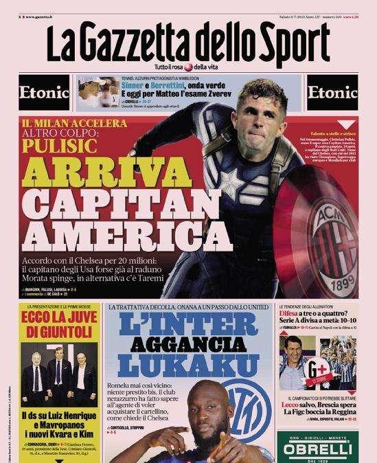 Prima pagina GdS - L'Inter aggancia Lukaku. Il club vuole acquistare l'intero cartellino