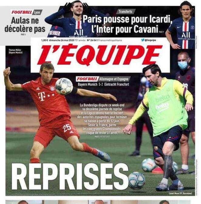 Prima L'Equipe - L'Inter spinge per Cavani, il Psg per Icardi