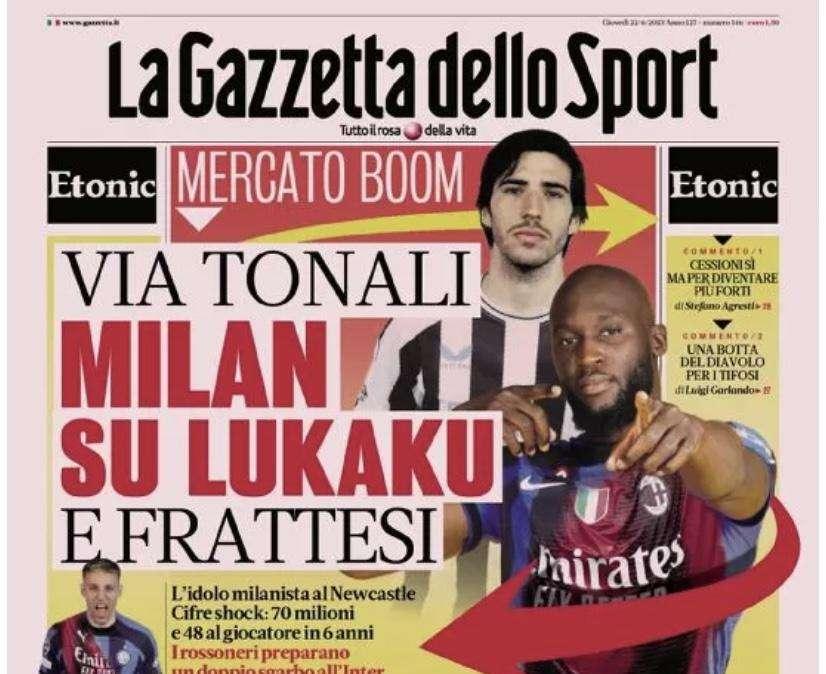 Prima GdS - Milan su Lukaku e Frattesi: i rossoneri preparano il doppio sgarbo all’Inter 
