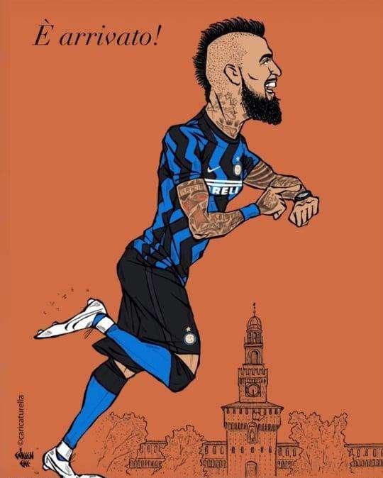Vidal non vede l'ora di essere interista: tutta l'attesa in una caricatura su Instagram
