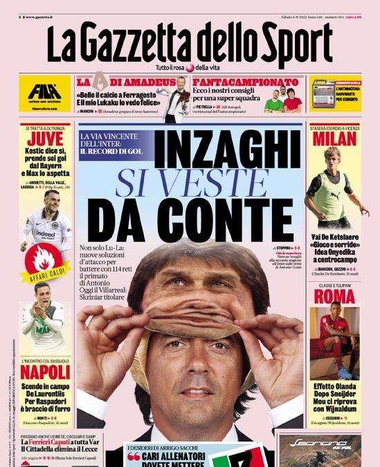 Prima pagina GdS - Inzaghi si veste da Conte. La via vincente: il record di gol