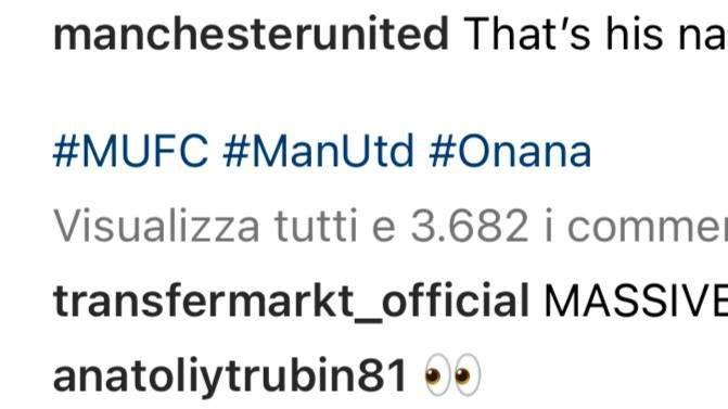 Trubin torna alla carica: riecco il tormentone social dello sguardo sotto l'annuncio di Onana dello United