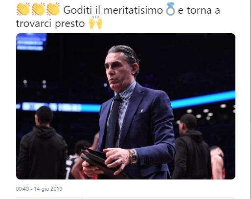 Sergio Scariolo è campione Nba, i complimenti dell'Inter via social