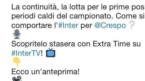 Crespo: "Inter in crescita, ma bisogna arrivare competitivi ad aprile"