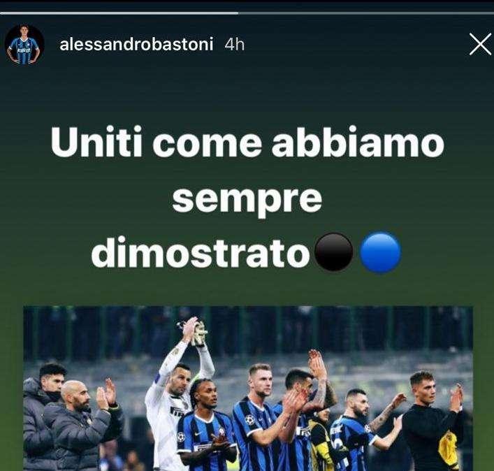 Bastoni incita compagni e tifosi: "Uniti come abbiamo sempre dimostrato"