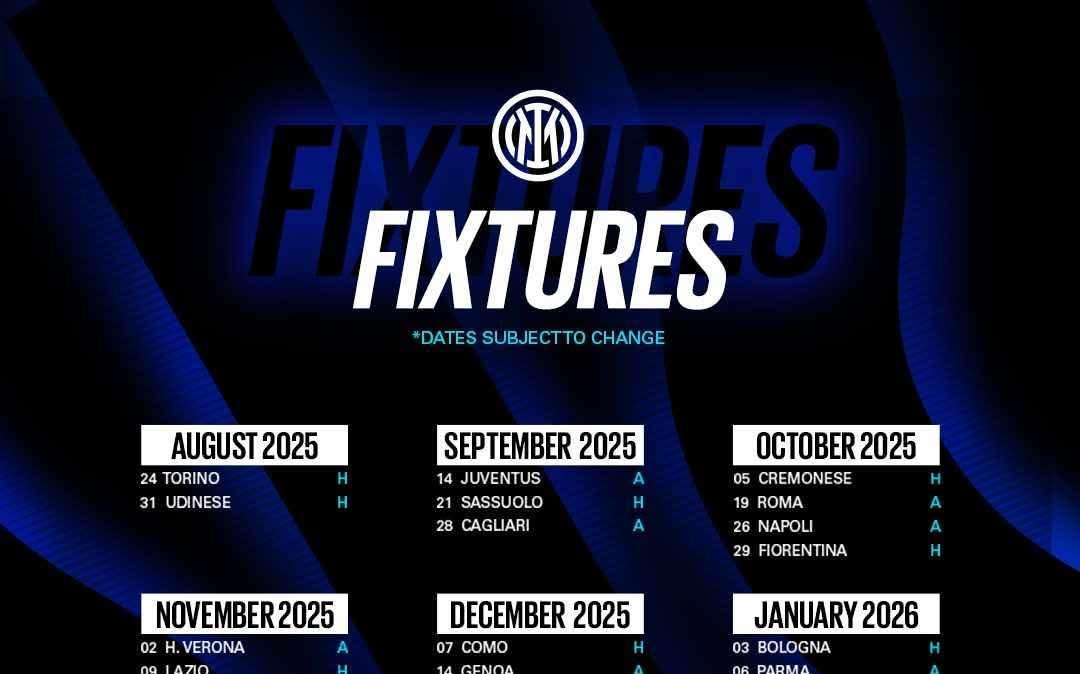 Serie A 2025-2026, svelato il calendario: l'Inter inizia la corsa col Torino. Finale da brividi con Lazio e Bologna