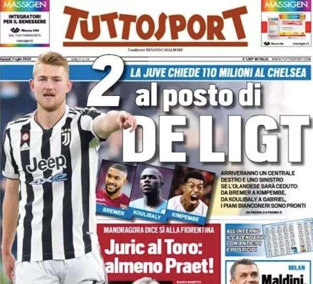 Prima TS - Juve, 2 al posto di De Ligt: da Bremer a Kimpembe, da Koulibaly a Gabriel. I piani bianconeri 