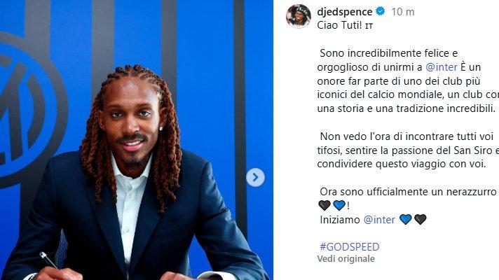 La gioia di Spence: "Sono ufficialmente un nerazzurro!"