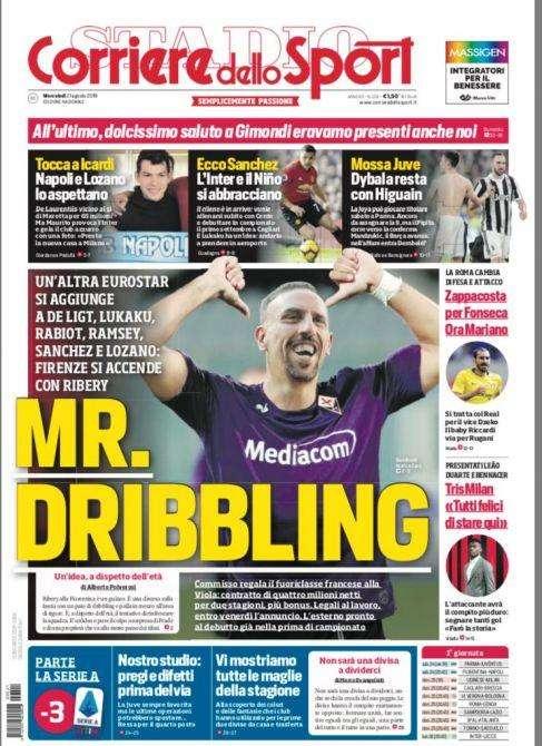 Prima CdS - Ecco Sanchez: l'Inter e il Niño si abbracciano. Tocca a Icardi, Napoli e Lozano lo aspettano