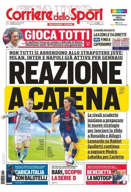 Prima pagina CdS - Reazione a catena, Spalletti sogna ancora Modric
