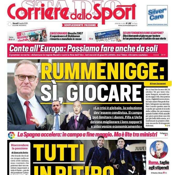 Prima CdS -  Tutti in ritiro. Rummenigge: “Sì, giocare”