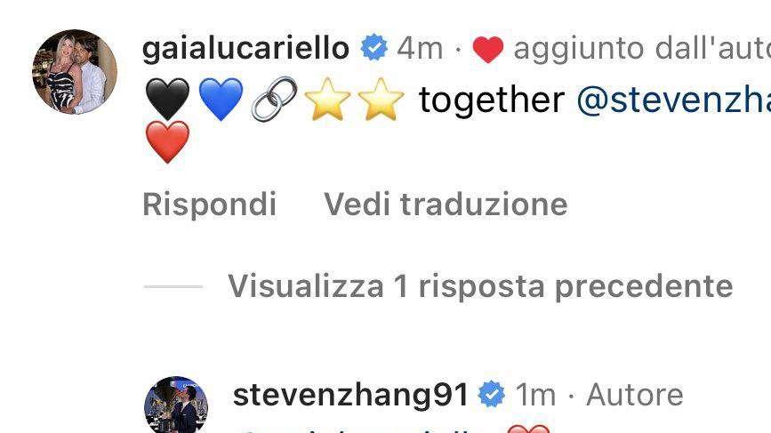 La moglie di Inzaghi risponde all'addio di Zhang: la parola "Insieme" è accompagnata da cuori nerazzurri e due stelle