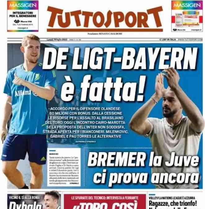 Prima TS - De Ligt-Bayern, è fatta. Dalla cessione le risorse per l'assalto a Bremer
