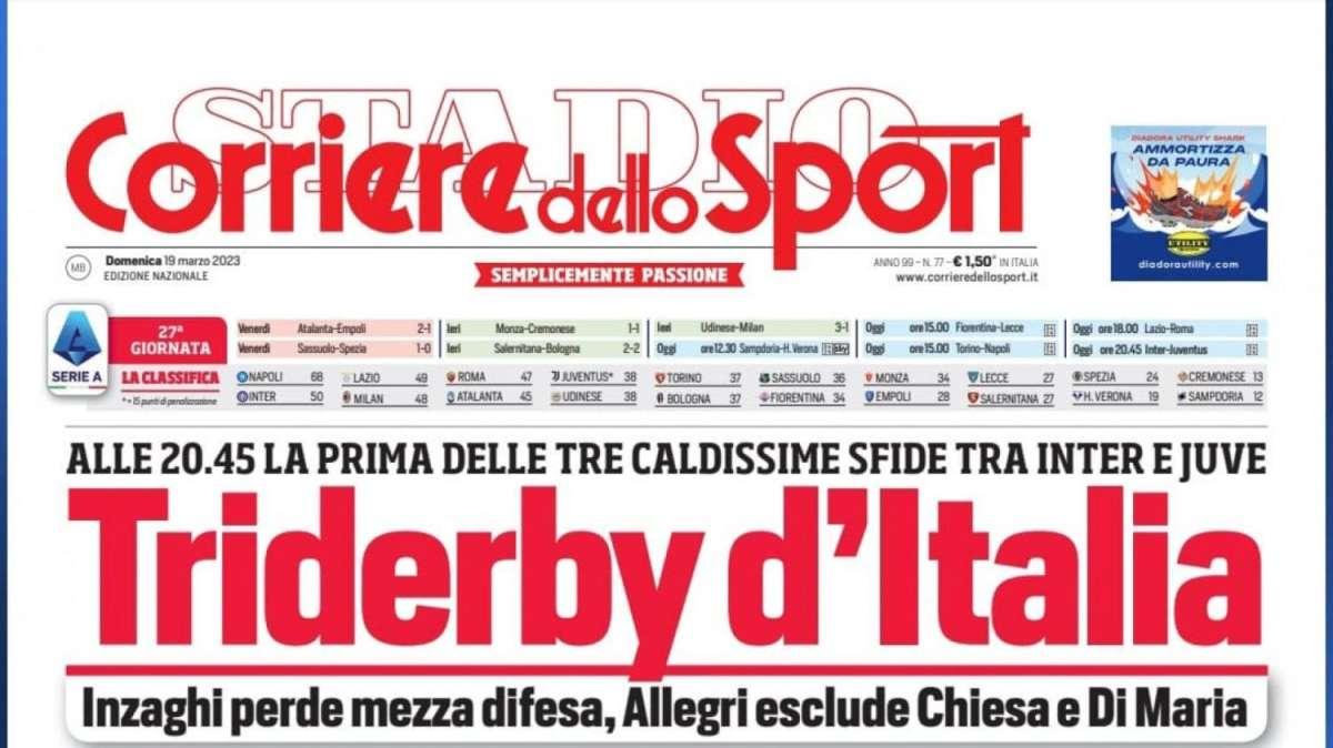Prima CdS - Triderby d'Italia. Alle 20:45 la prima delle tre caldissime sfide tra Inter e Juve