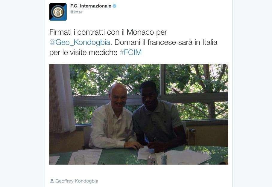 UFFICIALE - Kondogbia, l'Inter annuncia la firma dei contratti: è nerazzurro