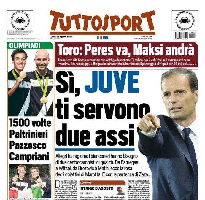 Prima pagina TS - L'Inter a caccia di un difensore