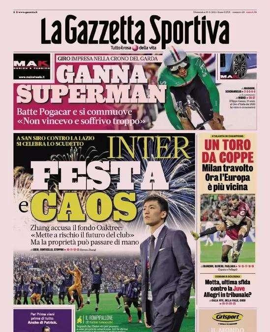 Prima GdS - Inter, festa e caos.  Zhang accusa il fondo Oaktree, ma la proprietà può passare di mano
