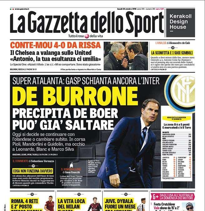 Prima GdS - De Burrone. De Boer precipita e può già saltare. Oggi si decide se cambiare subito: in corsa...