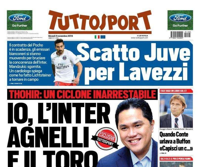 Prime pagine - Thohir assicura: "Vogliamo scrivere la storia". Idea Pirlo, il referendum dice sì