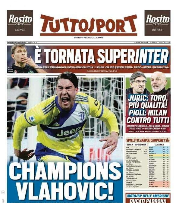 Prima pagina TS - E' tornata SuperInter. Inzaghi: "Era solo questione di testa"