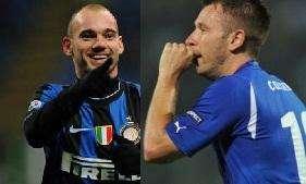 Sneijder e Cassano, un'intesa da... pianerottolo