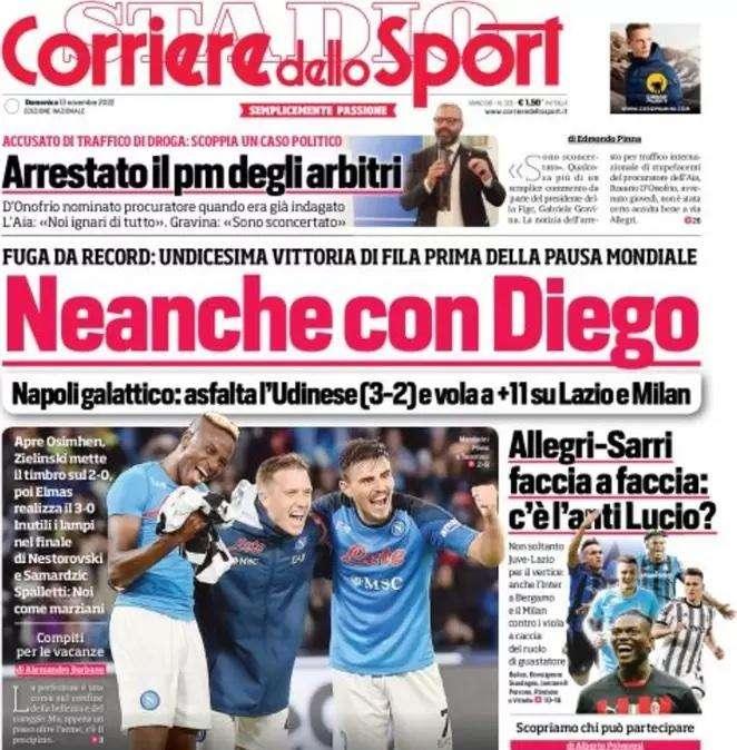 Prima CdS - Napoli galattico. Allegri Sarri faccia a faccia, l'Inter a Bergamo