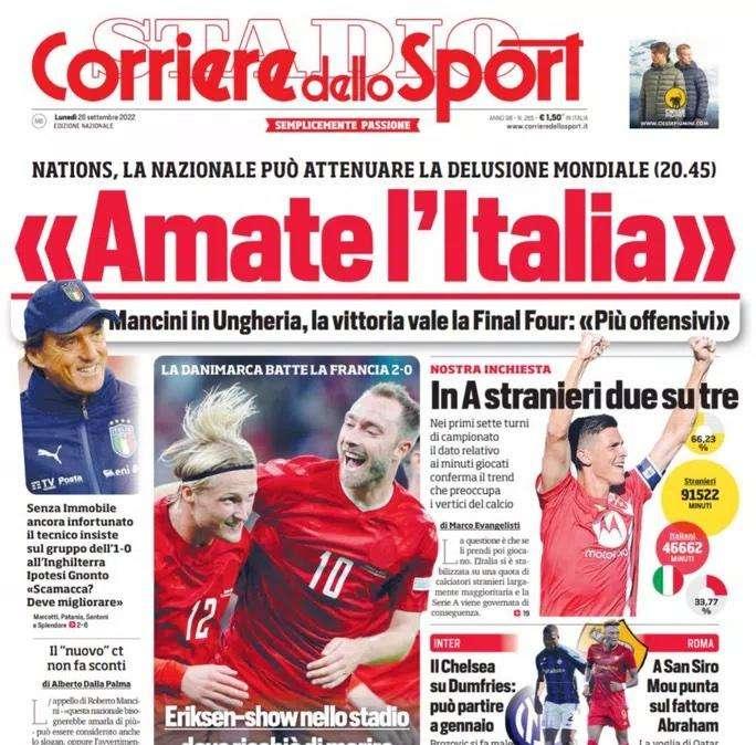 Prima CdS - Il Chelsea su Dumfries: può partire già a gennaio. Brozovic fermo un mese?