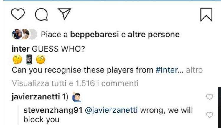 Zanetti sbaglia la risposta social, Zhang scherza e "minaccia": "Ti bloccheremo"