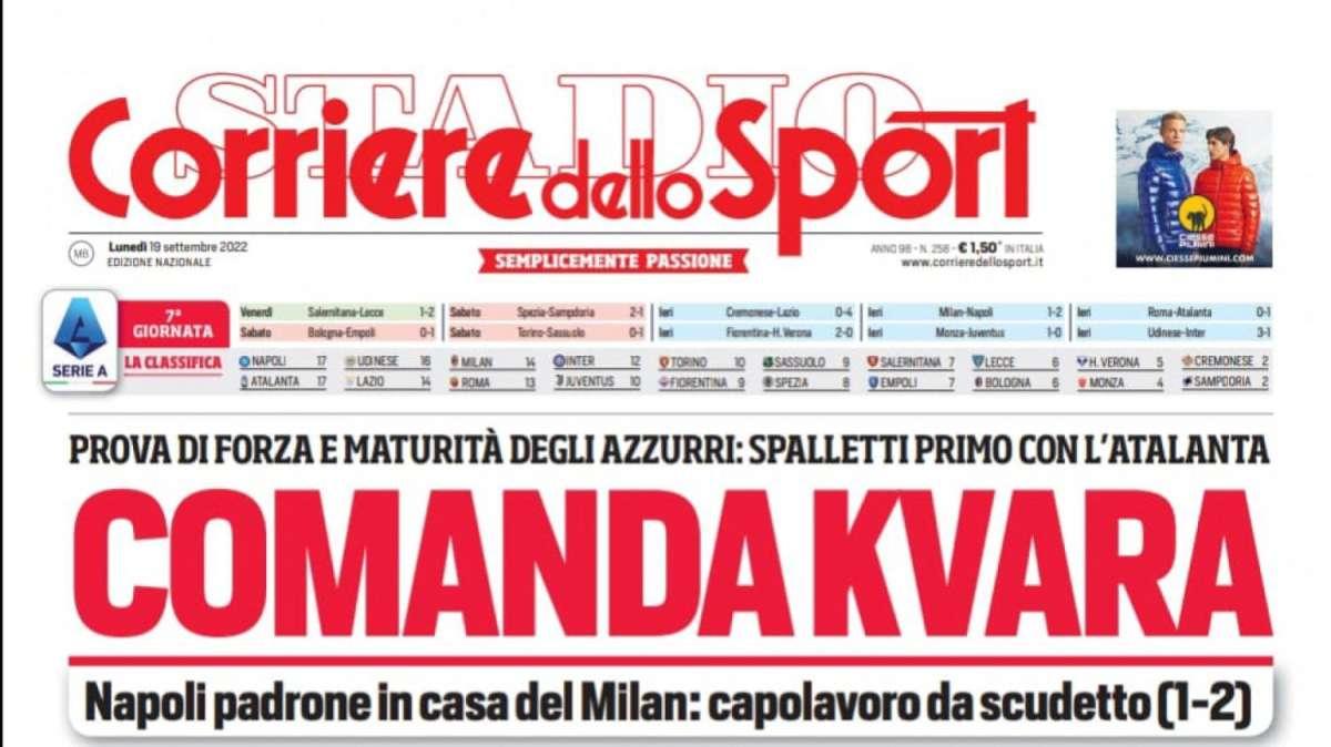 Prima CdS - Comanda Kvara. Gasp gela la Roma. L’Inter crolla a Udine. Buio Juve: ko a Monza