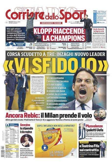 Prima CdS - "Vi sfido io". Corsa scudetto a tre: Inzaghi nuovo leader 