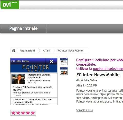 FcInterNews disponibile anche su Ovi Store