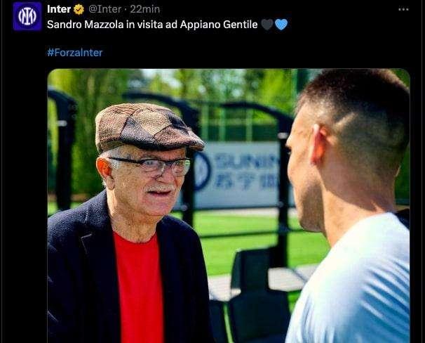 FOTO - Dal saluto alla squadra e Inzaghi fino al pranzo con Marotta: la giornata interista di Mazzola ad Appiano