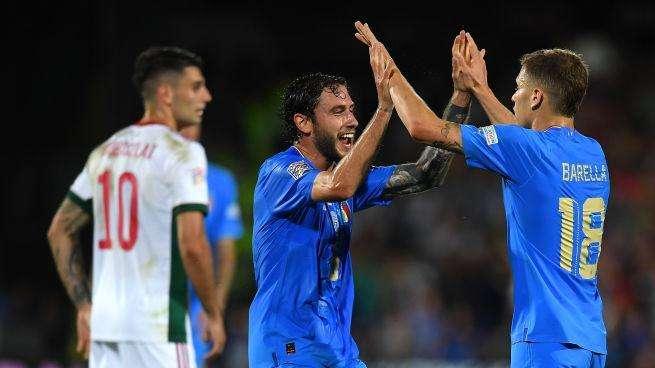 Nations League, Italia avanti 2-0 sull'Ungheria all'intervallo: apre un golazo di Barella