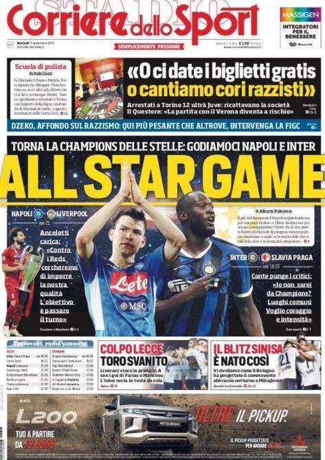 Prima CdS - All star game, torna la Champions delle stelle: godiamoci Napoli e Inter