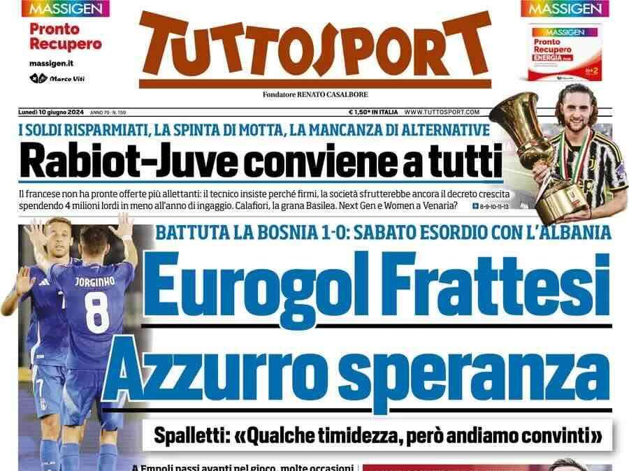Prima TS - Eurogol Frattesi, azzurro speranza. Battuta la Bosnia 1-0: sabato esordio con l'Albania