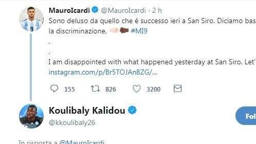 Arriva la risposta social di Koulibaly al messaggio di Icardi