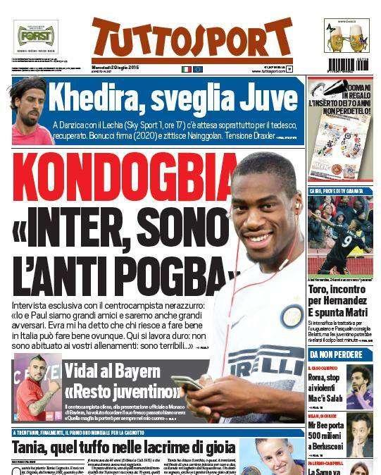 Prime pagine - Kondogbia: "Inter, sono l'anti-Pogba". Ma all'Inter nascono già i primi dubbi...