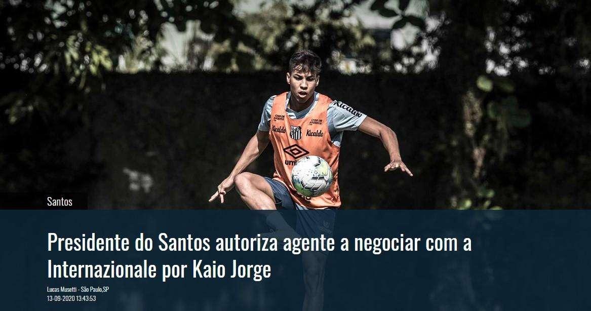 Il presidente del Santos autorizza un agente a trattare con l'Inter per Kaio Jorge: dal Brasile lettera ufficiale