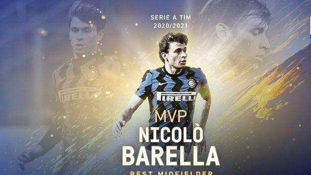 MVP Serie A 2020/21, premio per Barella: il 23 dell'Inter eletto come miglior centrocampista della stagione 
