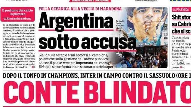 Prima pagina CdS - Conte blindato. A Reggio Emilia con Lautaro-Sanchez