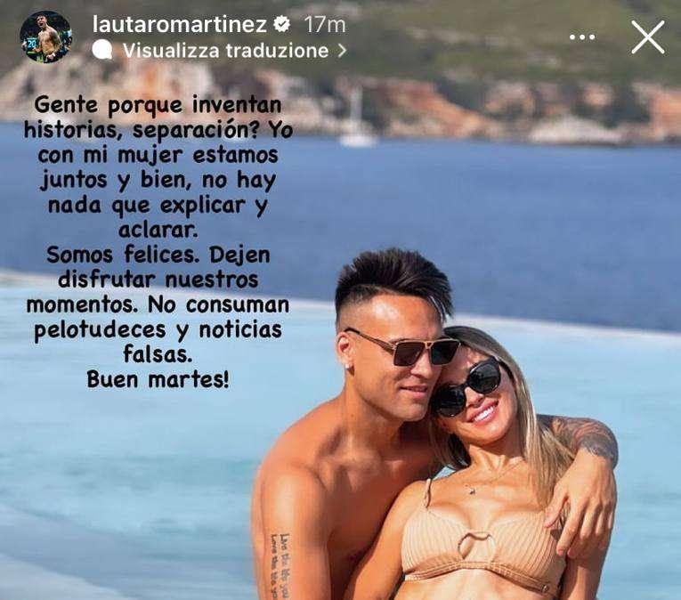Lautaro nega la crisi con la moglie: "Perché inventate storie? Mi hanno hackerato l'account Instagram"