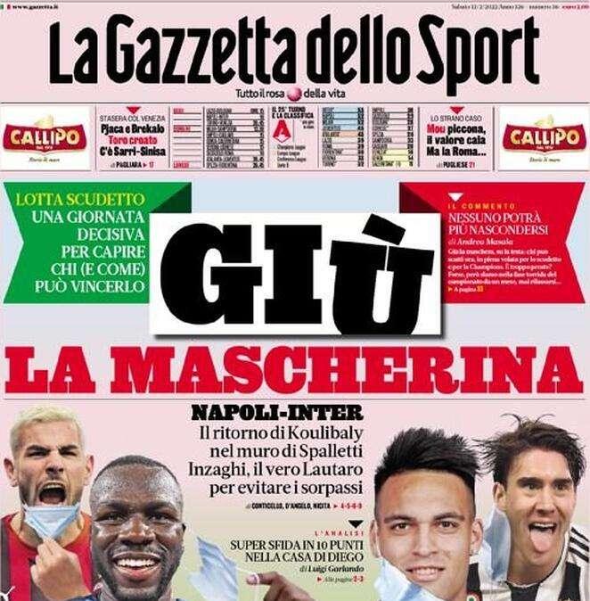 Prima GdS - Giù la mascherina. Giornata decisiva per lo scudetto