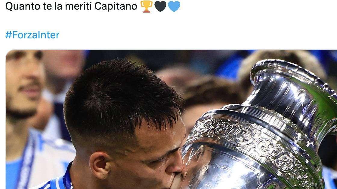 Lautaro e Carboni, i complimenti social dell'Inter per la Copa America: "Capitano, l'hai decisa tu"