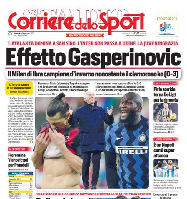 Prima pagina CdS - Effetto Gasperinovic. L'Inter non passa a Udine, la Juve ringrazia