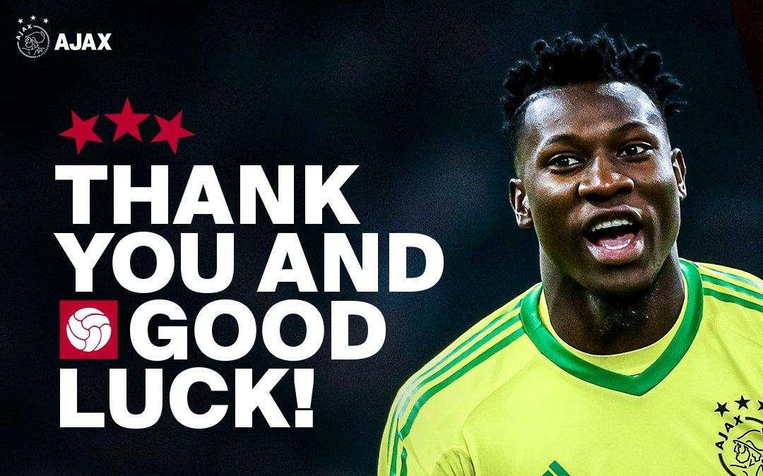 Onana pronto a sposare l'Inter, l'Ajax: "Ti auguriamo tutto il meglio per il futuro"
